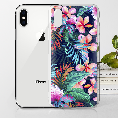 Чехол BoxFace iPhone X flowers in the tropics