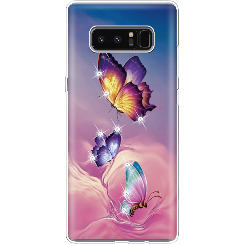 Чехол BoxFace Samsung N950F Galaxy Note 8 Бабочки со стразами