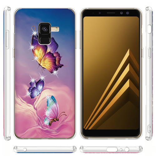 Чехол Boxface Samsung A530 Galaxy A8 2018 Бабочки со стразами