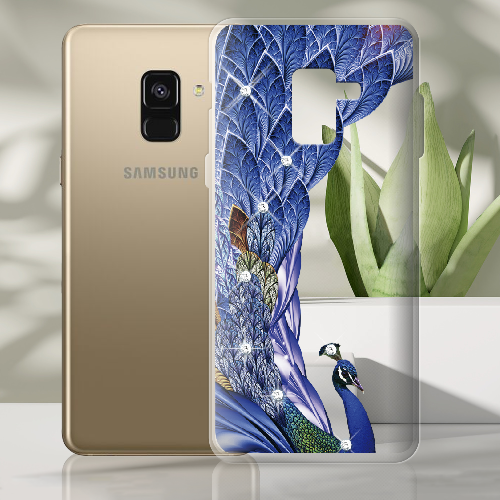 Чехол Boxface Samsung A530 Galaxy A8 2018 Павлин со стразами