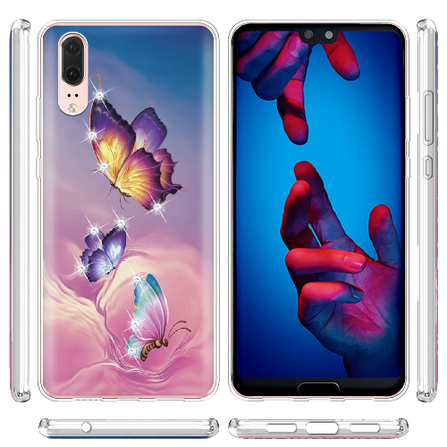 Чехол BoxFace Huawei P20 Бабочки со стразами