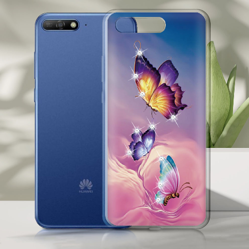 Чехол Boxface Huawei Y6 2018 Бабочки со стразами