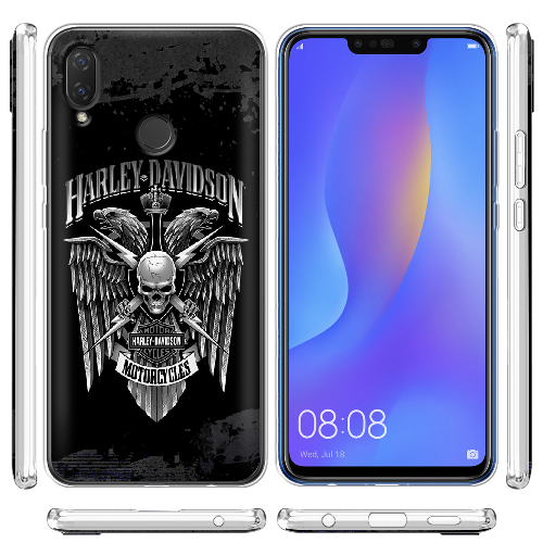 Чехол BoxFace Huawei P Smart Plus Harley Davidson skull and eagles