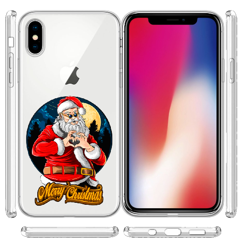 Чехол BoxFace iPhone XS Cool Santa and heart