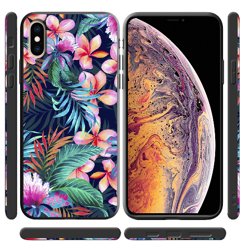 Чехол BoxFace iPhone XS flowers in the tropics