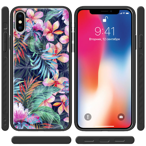 Чехол BoxFace iPhone XS flowers in the tropics