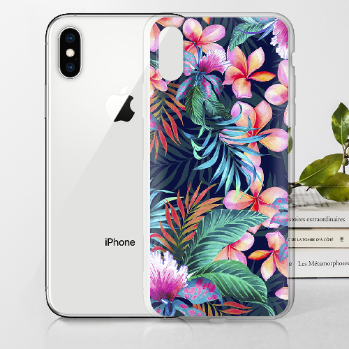 Чехол BoxFace iPhone XS flowers in the tropics