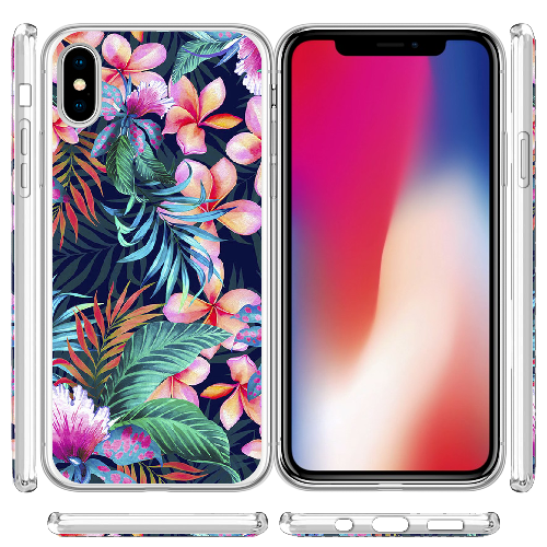 Чехол BoxFace iPhone XS flowers in the tropics