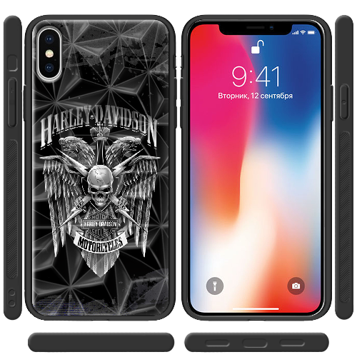 Чехол BoxFace iPhone XS Harley Davidson skull and eagles