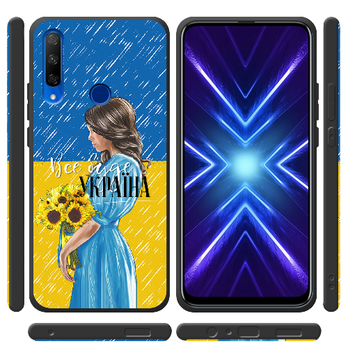 Чехол BoxFace Honor 9X Україна дівчина з букетом