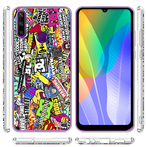 Чехол Boxface Huawei Y6p Multicolored Inscriptions