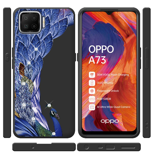 Чехол BoxFace OPPO A73 Павлин со стразами