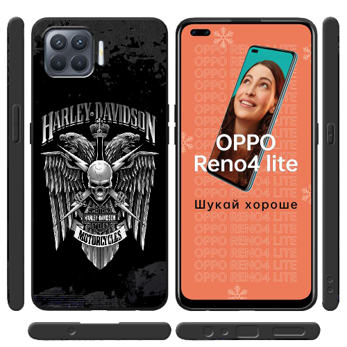 Чехол BoxFace OPPO Reno 4 Lite Harley Davidson skull and eagles