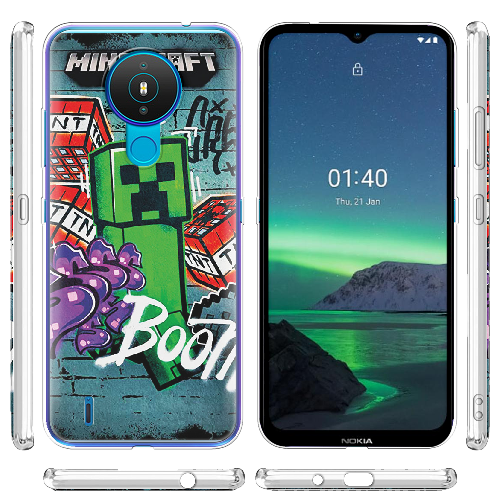 Чехол Boxface Nokia 1.4 Minecraft Graffiti