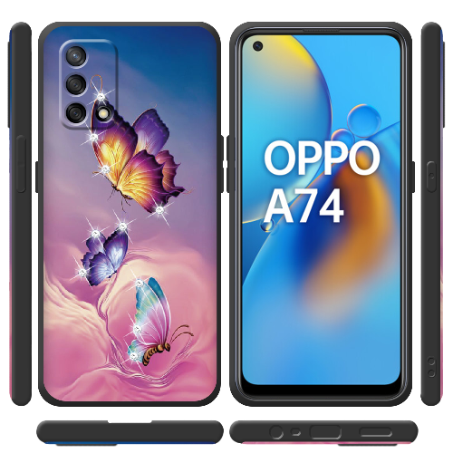 Чехол Boxface OPPO A74 Бабочки со стразами