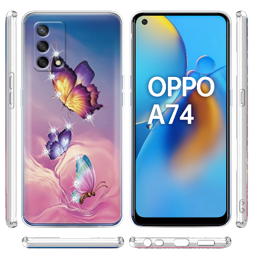 Чехол Boxface OPPO A74 Бабочки со стразами