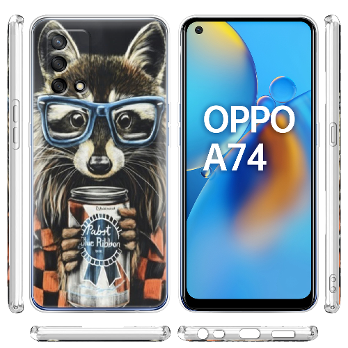 Чехол Boxface OPPO A74 Енот с банкой