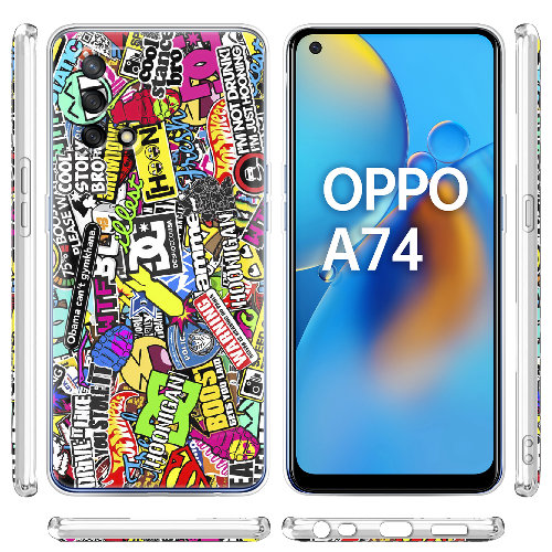 Чехол Boxface OPPO A74 Multicolored Inscriptions