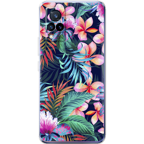 Чехол BoxFace Vivo V21 flowers in the tropics