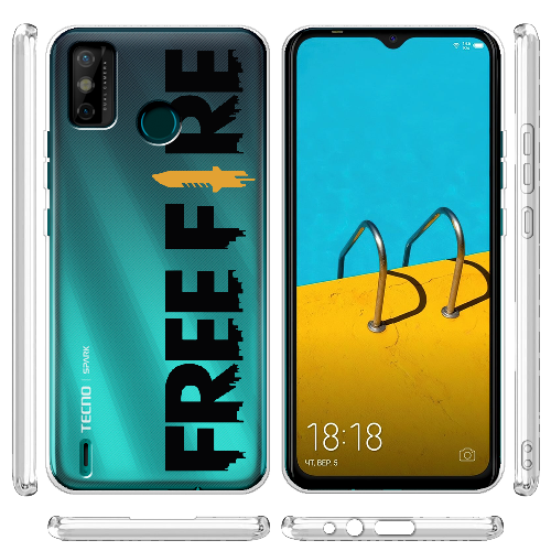 Чехол BoxFace Tecno Spark 6 Go Черный Free Fire