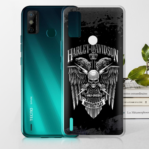 Чехол BoxFace Tecno Spark 6 Go Harley Davidson skull and eagles