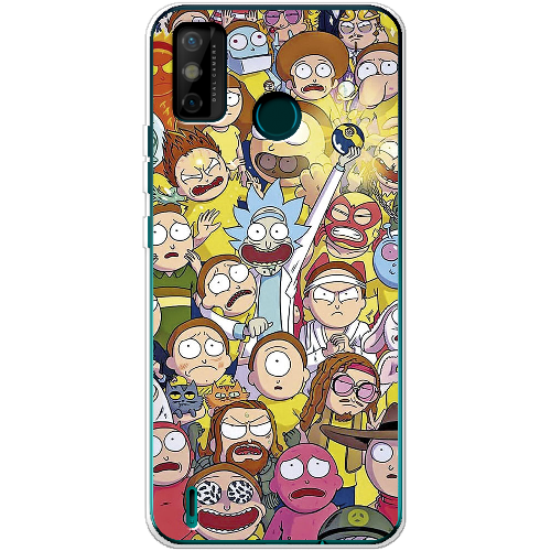 Чехол BoxFace Tecno Spark 6 Go Rick and Morty все герои