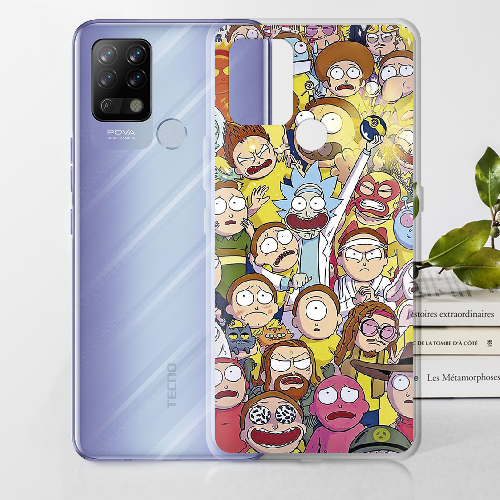 Чехол BoxFace Tecno POVA Rick and Morty все герои