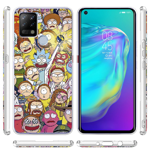 Чехол BoxFace Tecno POVA Rick and Morty все герои