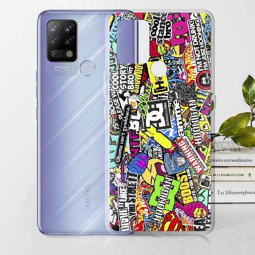 Чехол BoxFace Tecno POVA Multicolored Inscriptions