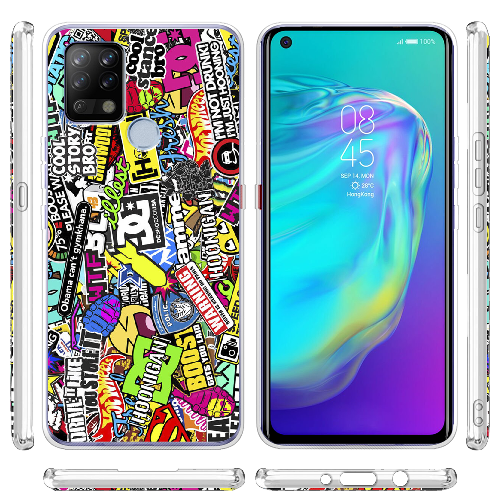 Чехол BoxFace Tecno POVA Multicolored Inscriptions