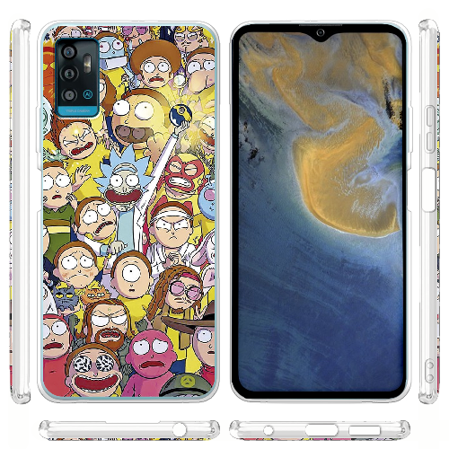 Чехол BoxFace ZTE Blade A71 Rick and Morty все герои