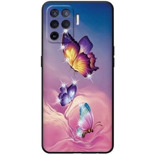 Чехол BoxFace OPPO Reno5 Lite Бабочки со стразами