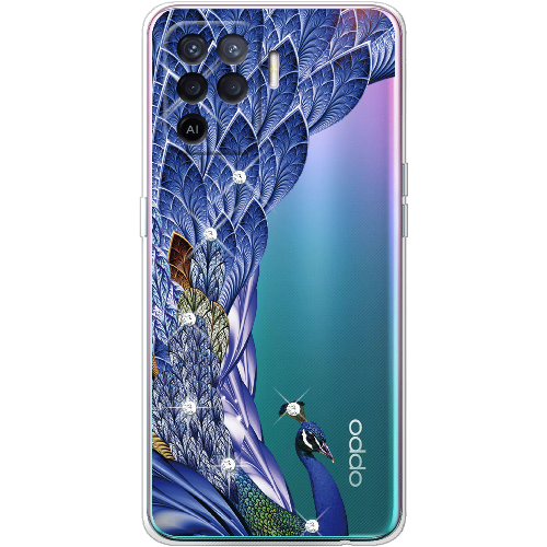 Чехол BoxFace OPPO Reno5 Lite Павлин со стразами