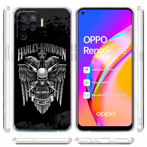 Чехол BoxFace OPPO Reno5 Lite Harley Davidson skull and eagles