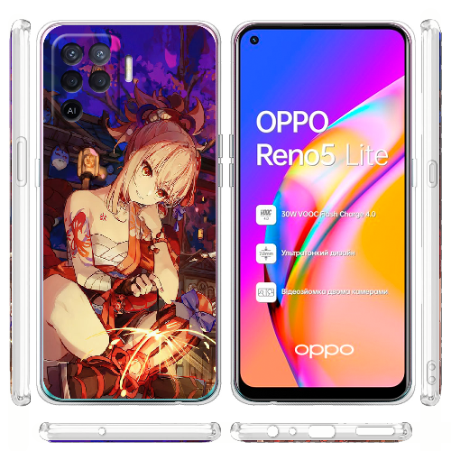 Чехол BoxFace OPPO Reno5 Lite Genshin Ёимия с огоньком