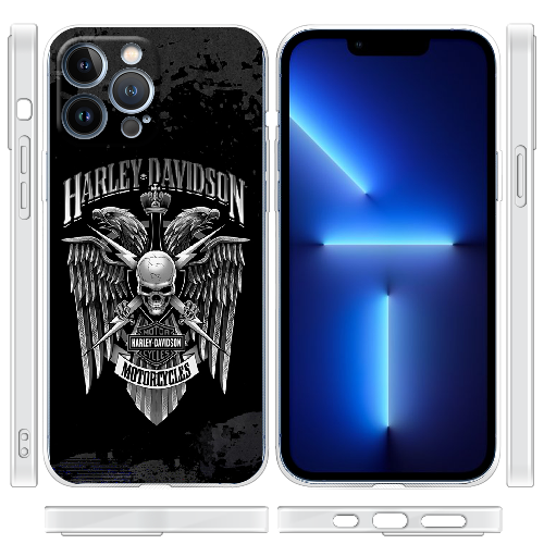 Чехол BoxFace iPhone 13 Pro Max Harley Davidson skull and eagles