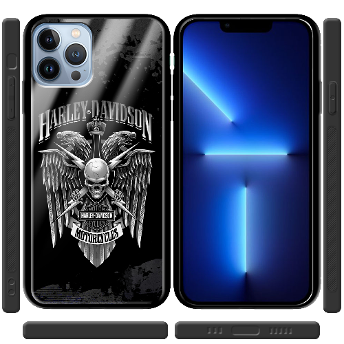 Чехол BoxFace iPhone 13 Pro Max Harley Davidson skull and eagles