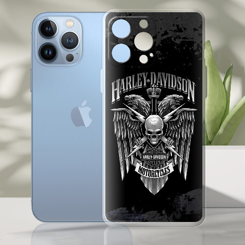 Чехол BoxFace iPhone 13 Pro Max Harley Davidson skull and eagles