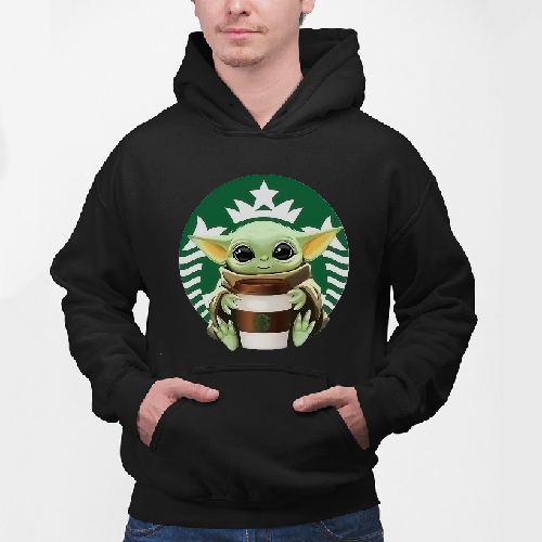 Мужская толстовка худи baby yoda starbucks