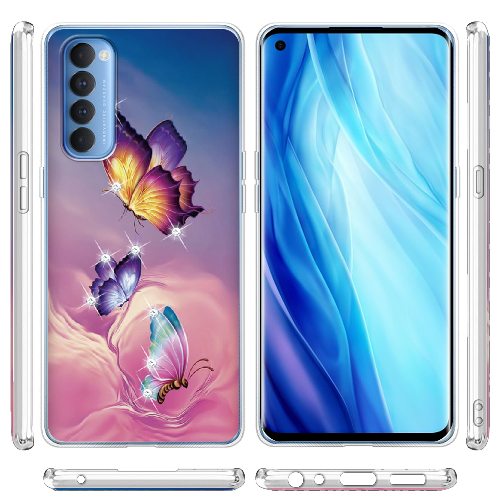 Чехол BoxFace OPPO Reno 4 Pro Бабочки со стразами