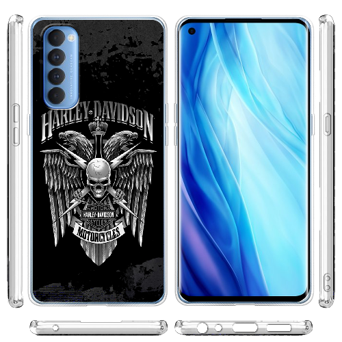 Чехол BoxFace OPPO Reno 4 Pro Harley Davidson skull and eagles