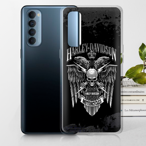 Чехол BoxFace OPPO Reno 4 Pro Harley Davidson skull and eagles