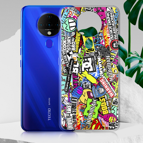 Чехол BoxFace Tecno Spark 6 Multicolored Inscriptions