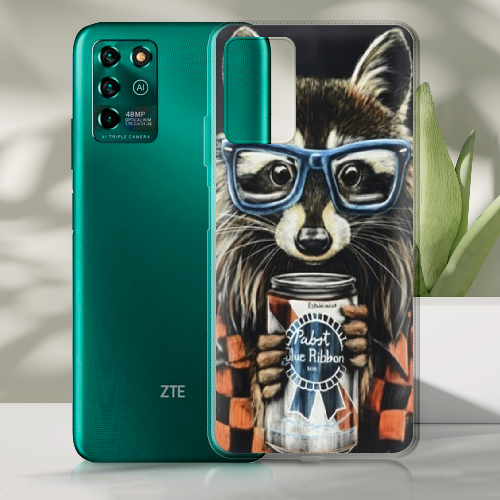 Чехол BoxFace ZTE Blade V30 Vita Енот с банкой