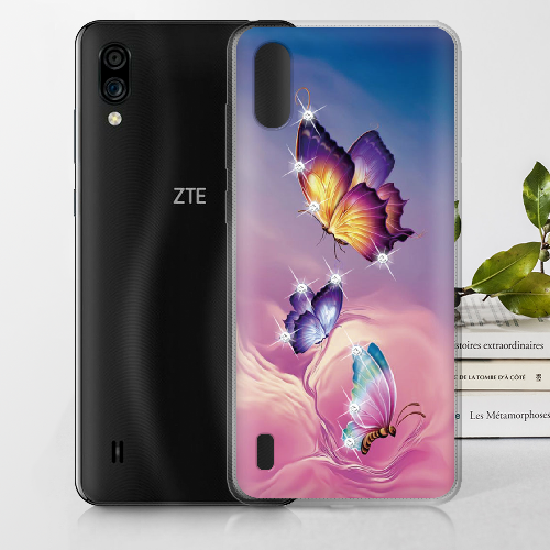 Чехол BoxFace ZTE Blade A5 2020 Бабочки со стразами