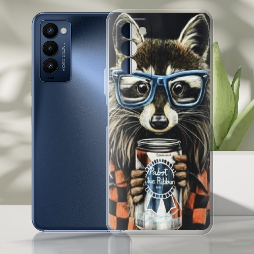 Чехол BoxFace Tecno Camon 18 / 18P Енот с банкой