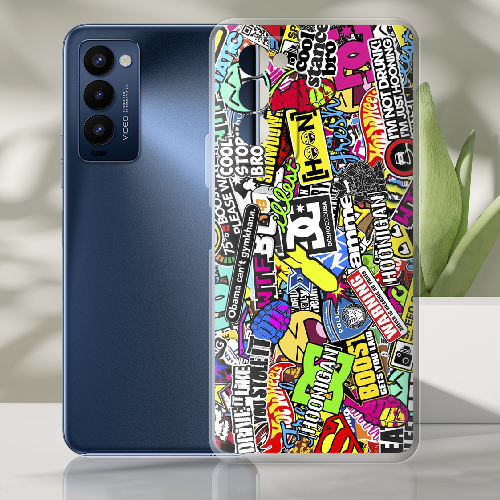 Чехол BoxFace Tecno Camon 18 / 18P Multicolored Inscriptions