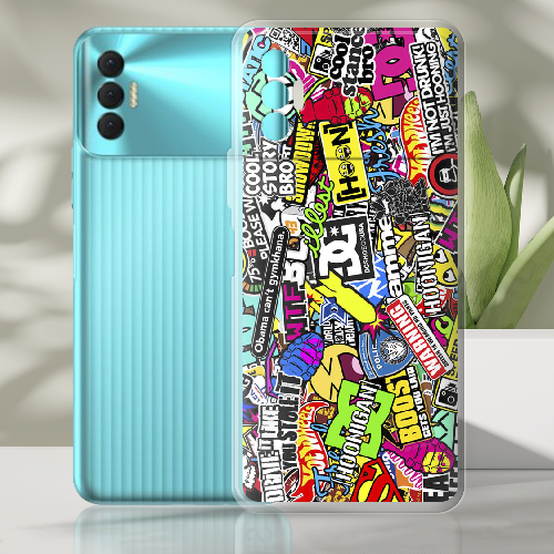 Чехол BoxFace Tecno Spark 8P Multicolored Inscriptions