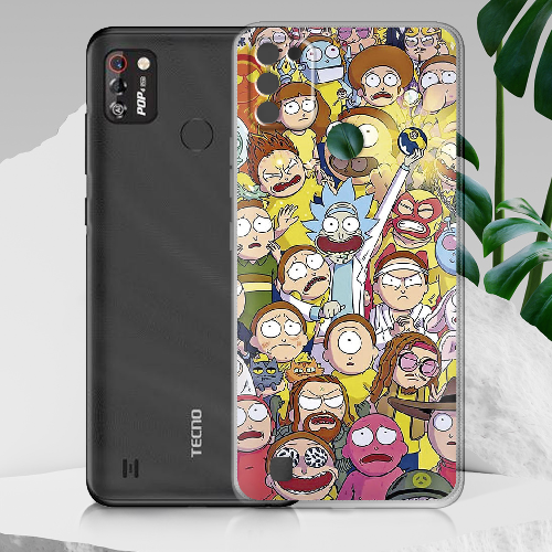 Чехол BoxFace Tecno Pop 4 Pro Rick and Morty все герои