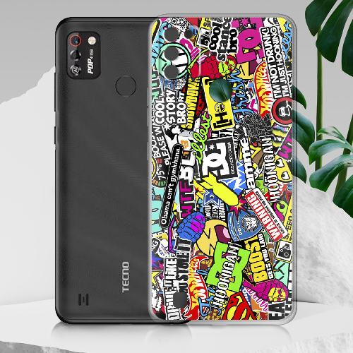 Чехол BoxFace Tecno Pop 4 Pro Multicolored Inscriptions